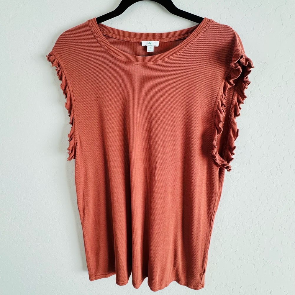 Dip Women’s Orange Sleeveless Stretch Top - Orange/Tan - Size XL